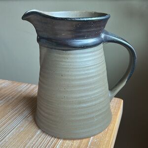 Vintage 1968 Pacific Stoneware Pottery 2-Tone Pitcher Hand Crafted.